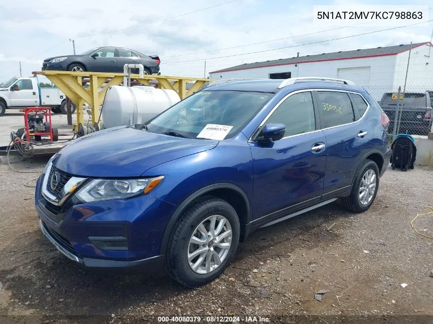 2019 Nissan Rogue Sv VIN: 5N1AT2MV7KC798863 Lot: 40080379