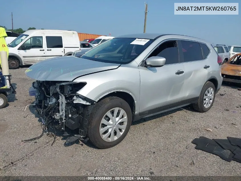 2019 Nissan Rogue S VIN: JN8AT2MT5KW260765 Lot: 40088480