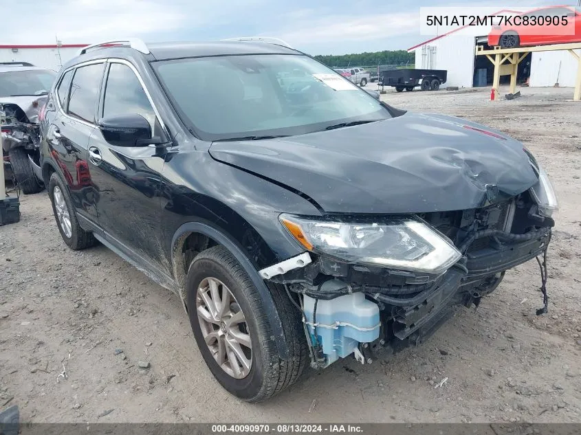 2019 Nissan Rogue S VIN: 5N1AT2MT7KC830905 Lot: 40090970