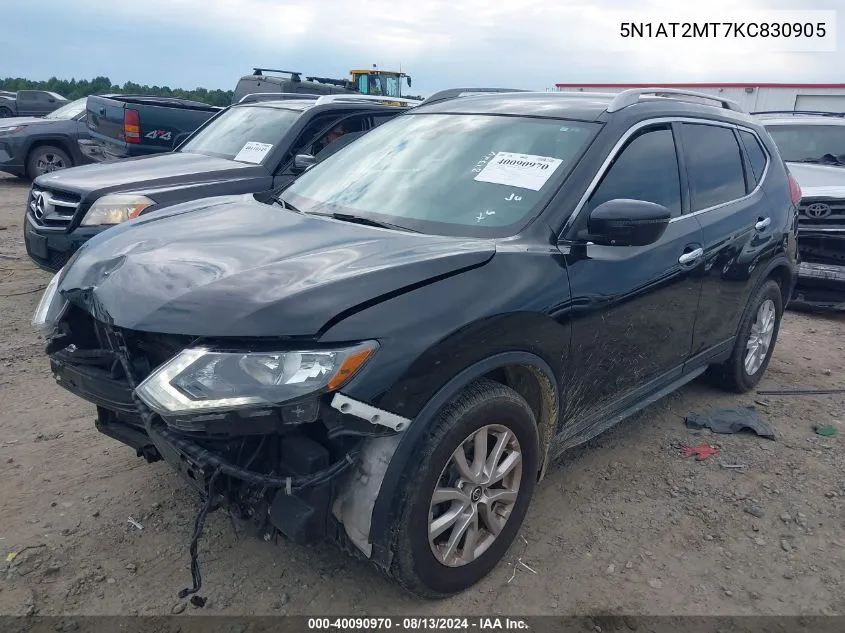 2019 Nissan Rogue S VIN: 5N1AT2MT7KC830905 Lot: 40090970