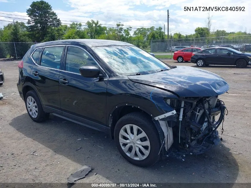 2019 Nissan Rogue S VIN: 5N1AT2MV5KC840592 Lot: 40095757