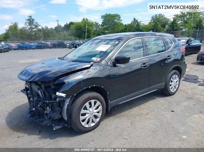 2019 Nissan Rogue S VIN: 5N1AT2MV5KC840592 Lot: 40095757