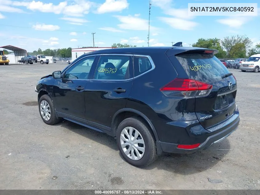 2019 Nissan Rogue S VIN: 5N1AT2MV5KC840592 Lot: 40095757