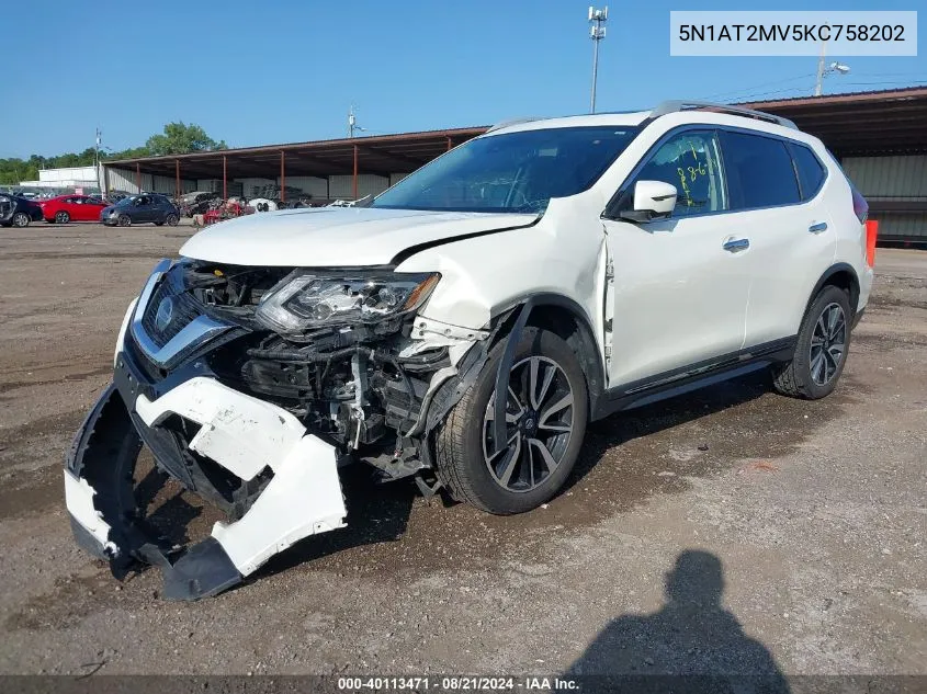 5N1AT2MV5KC758202 2019 Nissan Rogue Sl