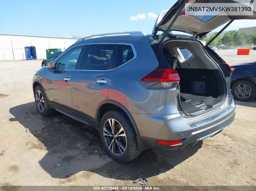 2019 Nissan Rogue Sv VIN: JN8AT2MV5KW381393 Lot: 40115448