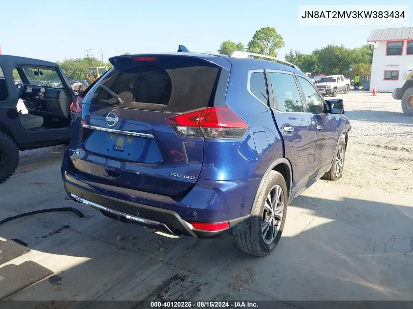 2019 Nissan Rogue Sv VIN: JN8AT2MV3KW383434 Lot: 40120225