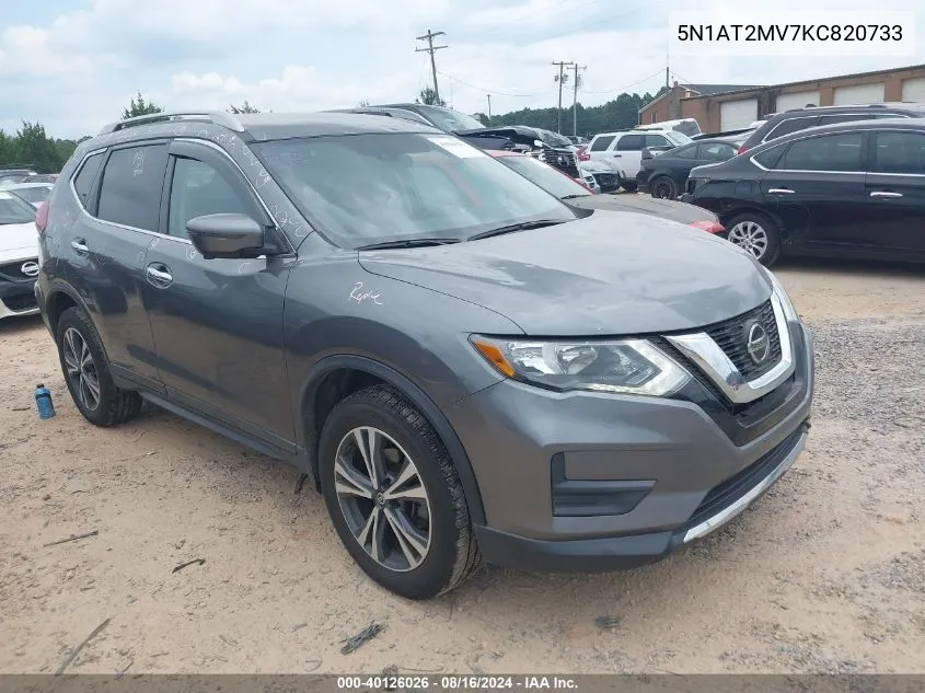 2019 Nissan Rogue Sv VIN: 5N1AT2MV7KC820733 Lot: 40126026