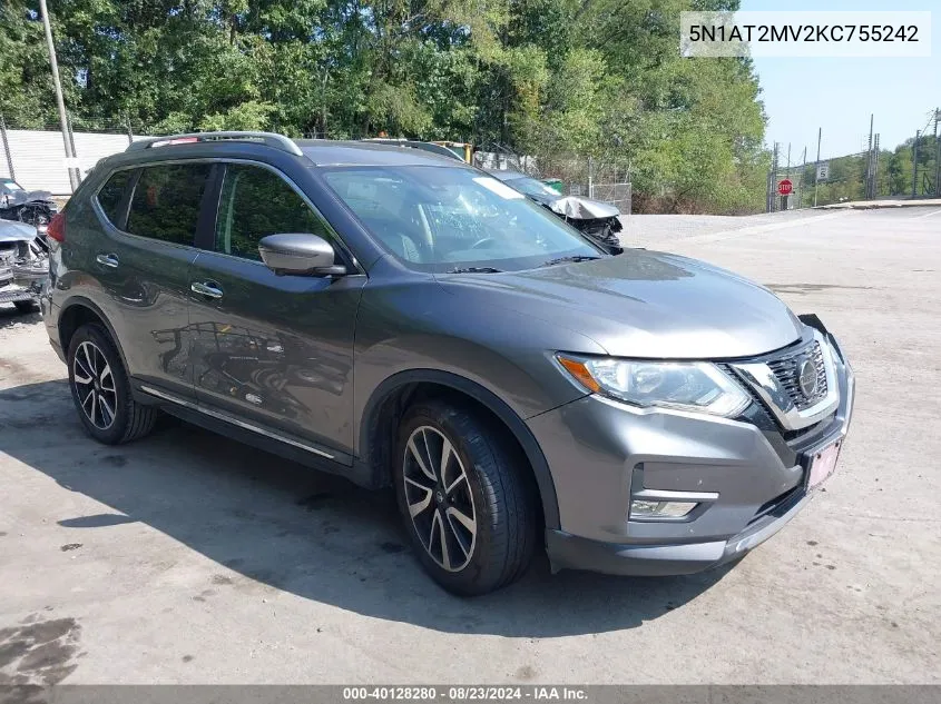 2019 Nissan Rogue Sl VIN: 5N1AT2MV2KC755242 Lot: 40128280