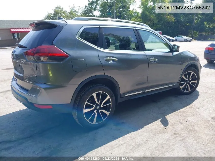 2019 Nissan Rogue Sl VIN: 5N1AT2MV2KC755242 Lot: 40128280