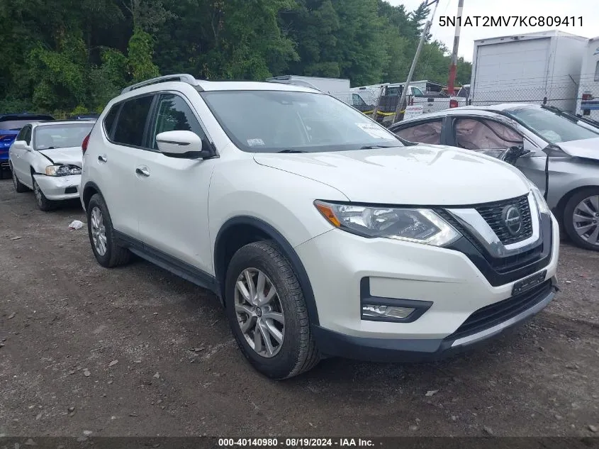 2019 Nissan Rogue S/Sl/Sv VIN: 5N1AT2MV7KC809411 Lot: 40140980