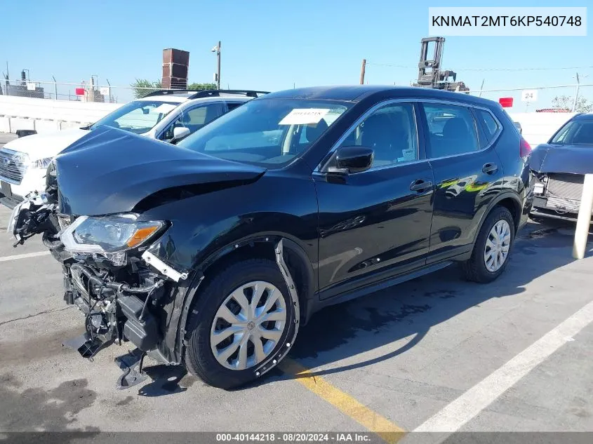 2019 Nissan Rogue S/Sv VIN: KNMAT2MT6KP540748 Lot: 40144218