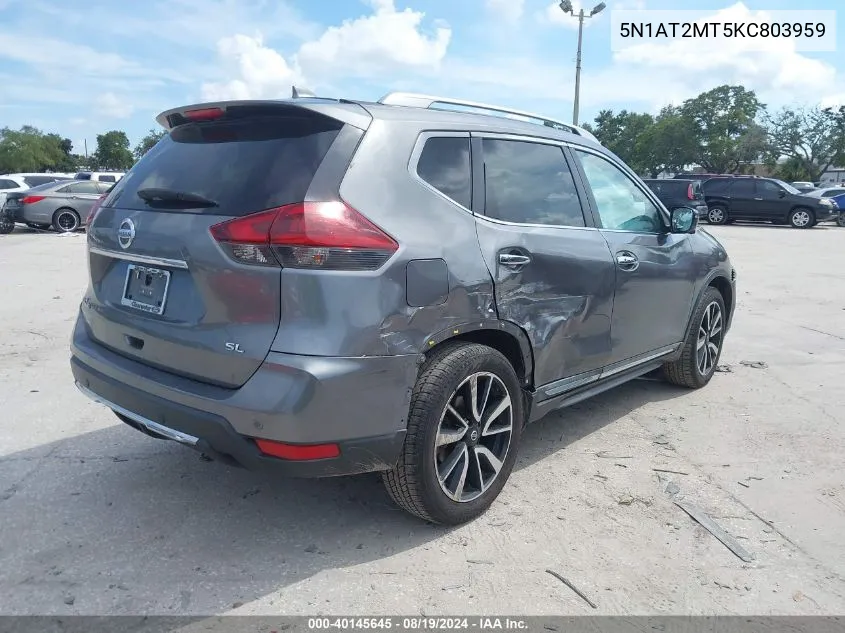 2019 Nissan Rogue Sl VIN: 5N1AT2MT5KC803959 Lot: 40145645