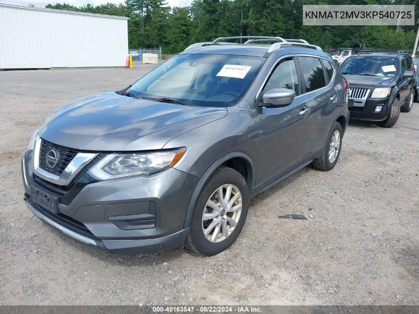 2019 Nissan Rogue Sv VIN: KNMAT2MV3KP540725 Lot: 40163547