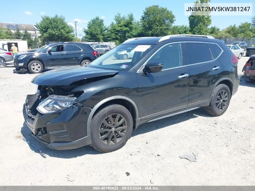 2019 Nissan Rogue Sv VIN: JN8AT2MV5KW381247 Lot: 40190422