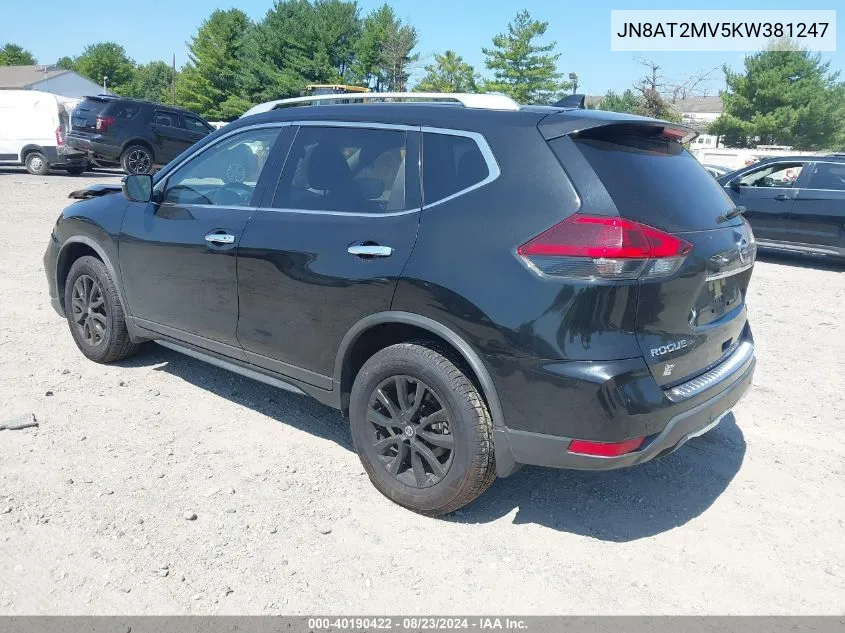 2019 Nissan Rogue Sv VIN: JN8AT2MV5KW381247 Lot: 40190422