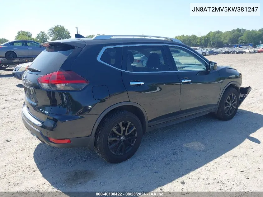 2019 Nissan Rogue Sv VIN: JN8AT2MV5KW381247 Lot: 40190422