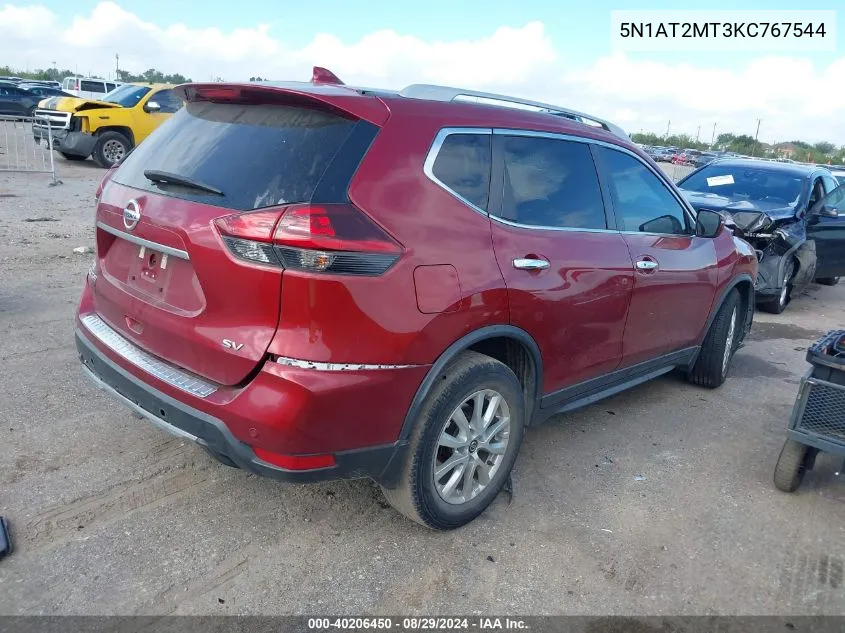 2019 Nissan Rogue Sv VIN: 5N1AT2MT3KC767544 Lot: 40206450