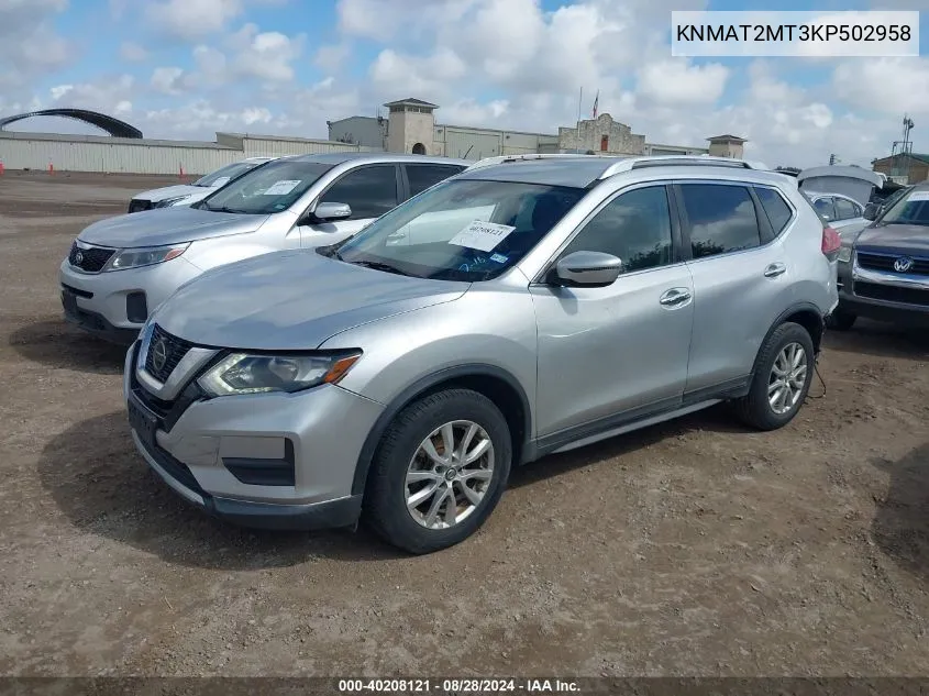 2019 Nissan Rogue Sv VIN: KNMAT2MT3KP502958 Lot: 40208121