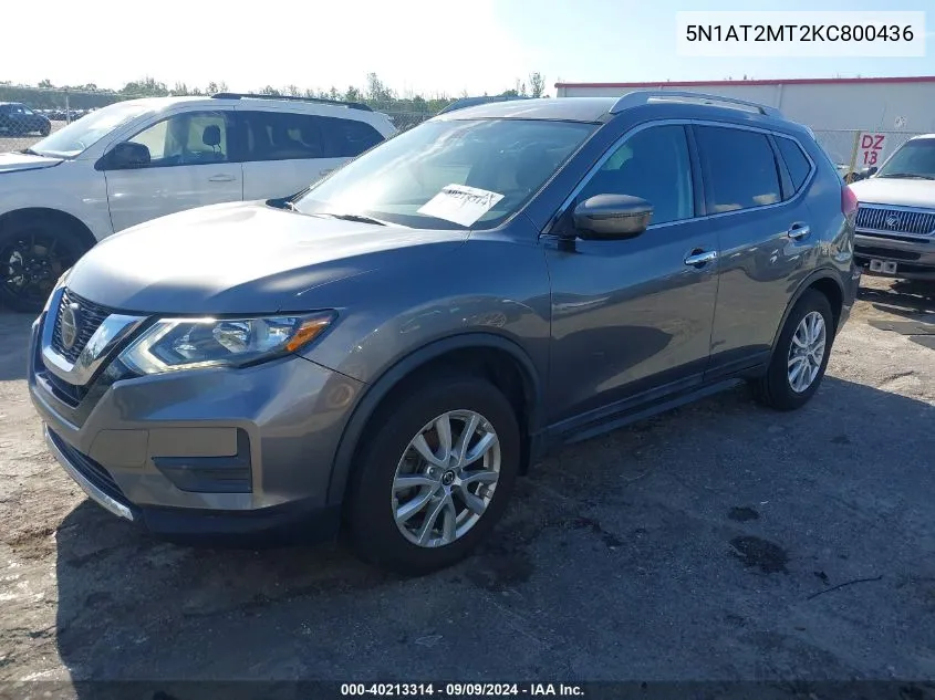 2019 Nissan Rogue S VIN: 5N1AT2MT2KC800436 Lot: 40213314