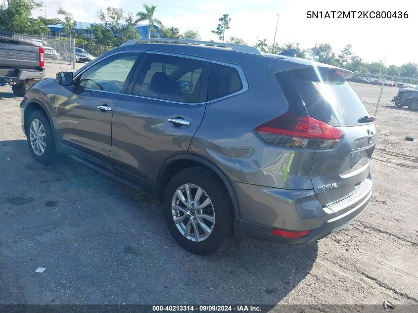 2019 Nissan Rogue S VIN: 5N1AT2MT2KC800436 Lot: 40213314