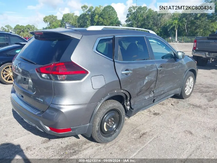 2019 Nissan Rogue S VIN: 5N1AT2MT2KC800436 Lot: 40213314