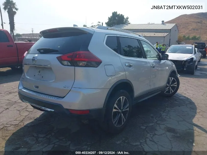 2019 Nissan Rogue Sv VIN: JN8AT2MTXKW502031 Lot: 40334207