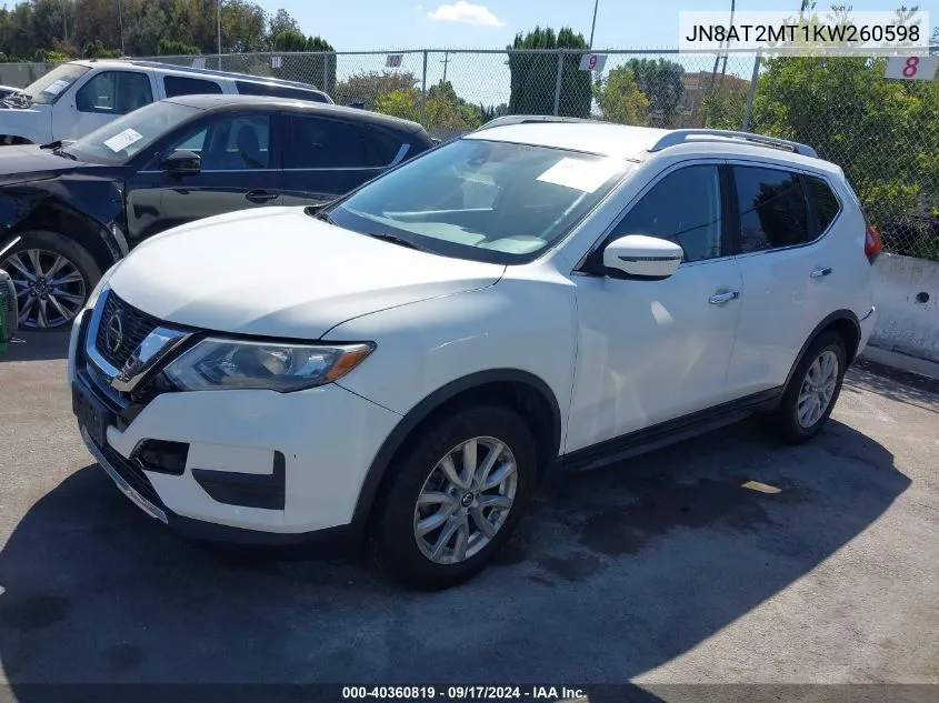 2019 Nissan Rogue Sv VIN: JN8AT2MT1KW260598 Lot: 40360819