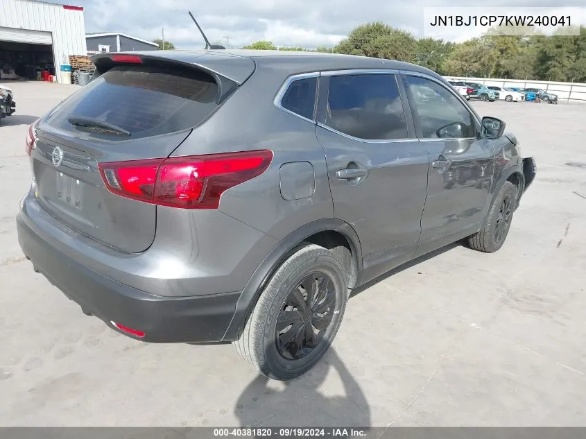 JN1BJ1CP7KW240041 2019 Nissan Rogue Sport S