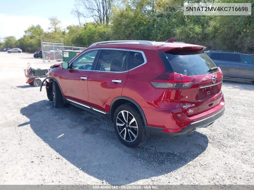 2019 Nissan Rogue Sl VIN: 5N1AT2MV4KC716698 Lot: 40400162