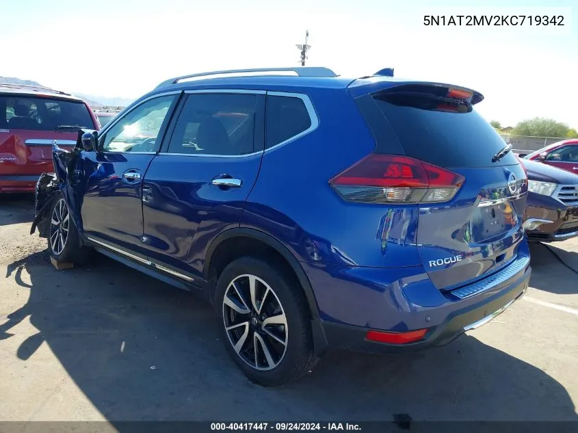 2019 Nissan Rogue Sl VIN: 5N1AT2MV2KC719342 Lot: 40417447