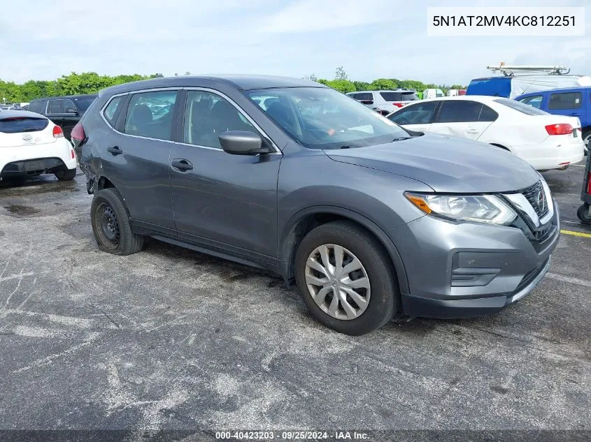 2019 Nissan Rogue S VIN: 5N1AT2MV4KC812251 Lot: 40423203