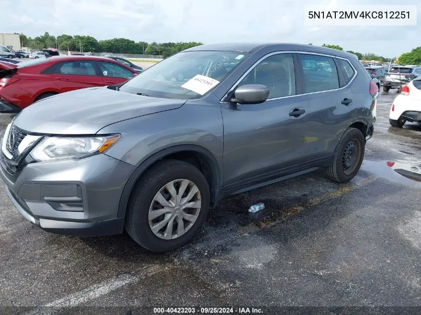 2019 Nissan Rogue S VIN: 5N1AT2MV4KC812251 Lot: 40423203