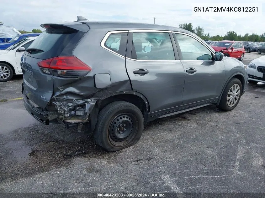 2019 Nissan Rogue S VIN: 5N1AT2MV4KC812251 Lot: 40423203