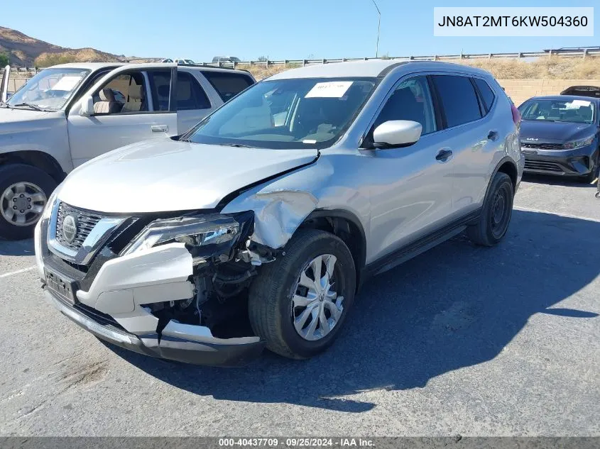 2019 Nissan Rogue S VIN: JN8AT2MT6KW504360 Lot: 40437709