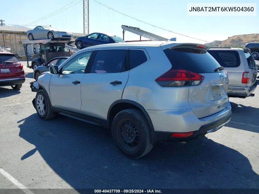 2019 Nissan Rogue S VIN: JN8AT2MT6KW504360 Lot: 40437709