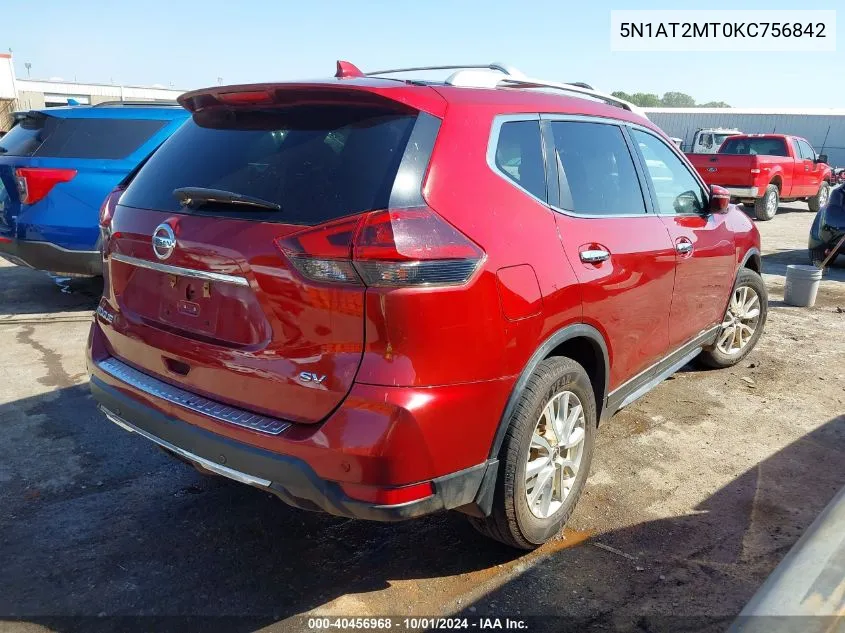 2019 Nissan Rogue Sv VIN: 5N1AT2MT0KC756842 Lot: 40456968