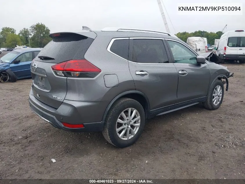 2019 Nissan Rogue Sv VIN: KNMAT2MV9KP510094 Lot: 40461023