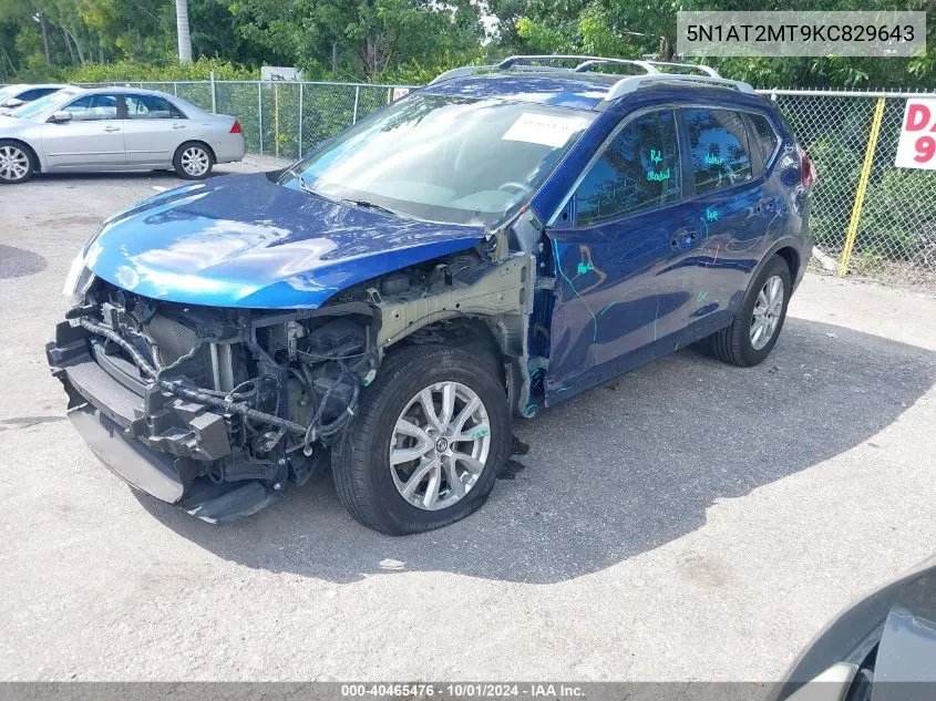 2019 Nissan Rogue S VIN: 5N1AT2MT9KC829643 Lot: 40465476