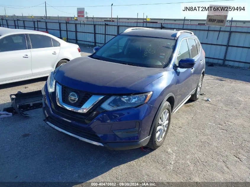 2019 Nissan Rogue Sv VIN: JN8AT2MT6KW259494 Lot: 40470882