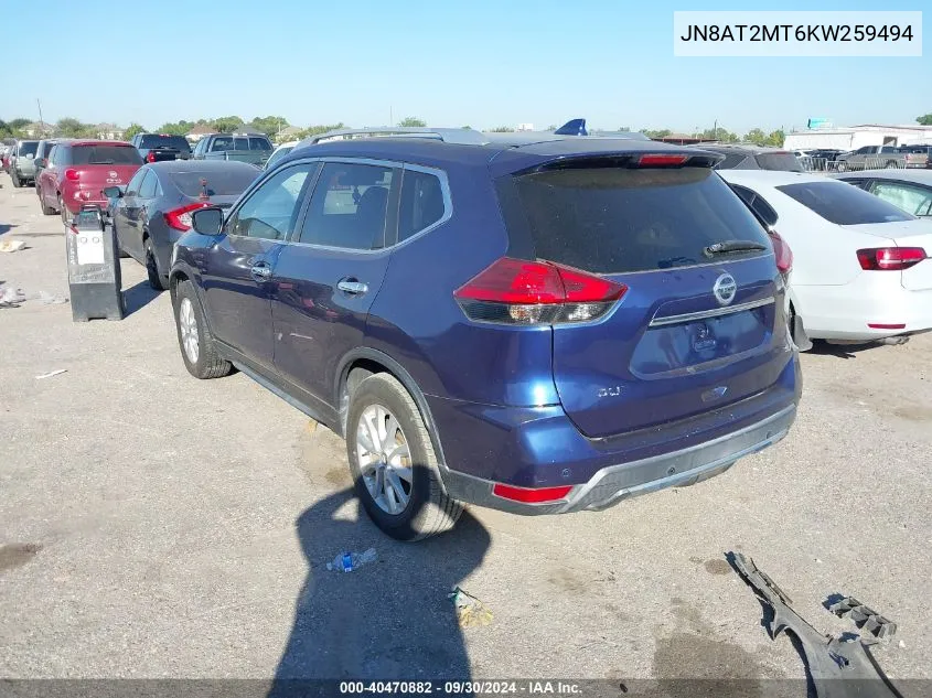 2019 Nissan Rogue Sv VIN: JN8AT2MT6KW259494 Lot: 40470882