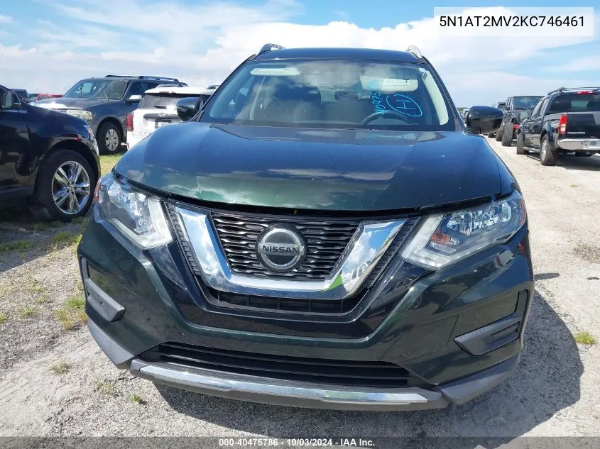 2019 Nissan Rogue Sv VIN: 5N1AT2MV2KC746461 Lot: 40475786