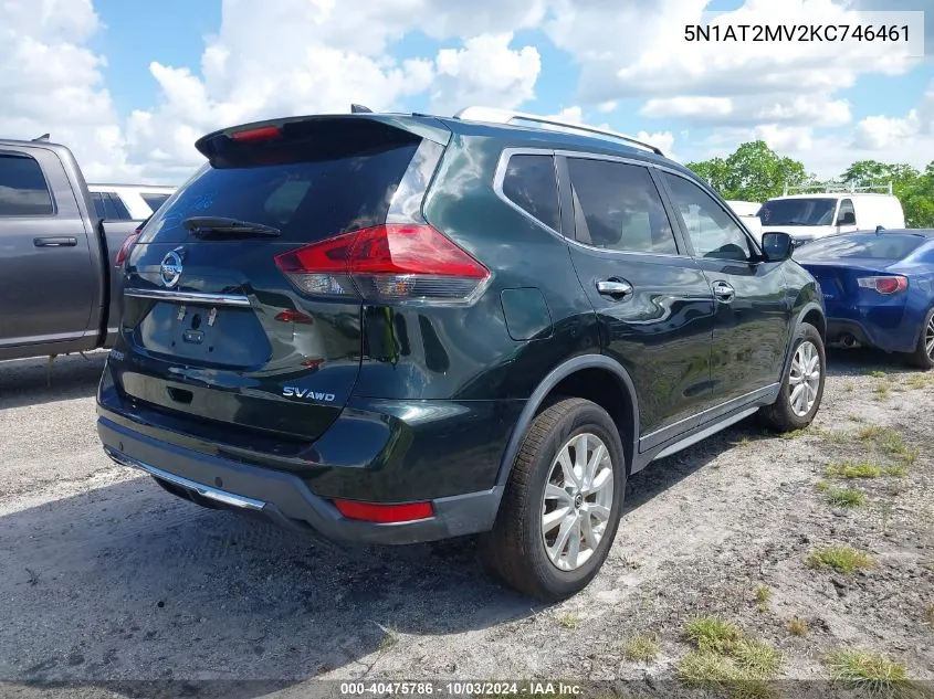 2019 Nissan Rogue Sv VIN: 5N1AT2MV2KC746461 Lot: 40475786