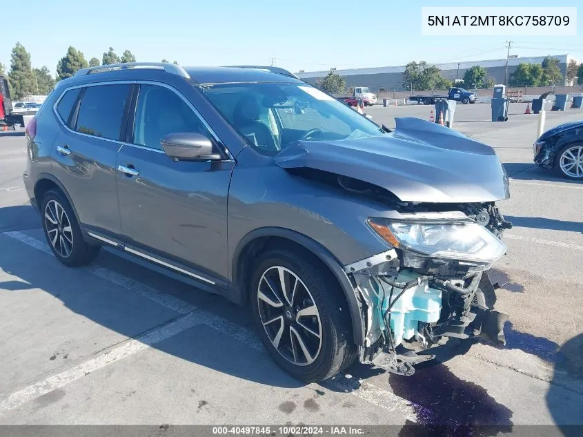 2019 Nissan Rogue Sl VIN: 5N1AT2MT8KC758709 Lot: 40497845