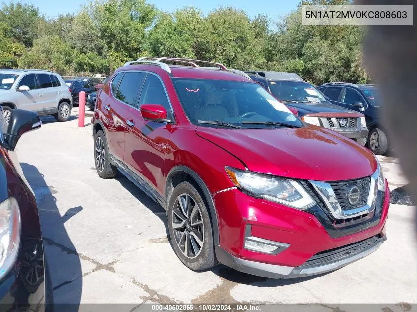 2019 Nissan Rogue Sl VIN: 5N1AT2MV0KC808603 Lot: 40502865