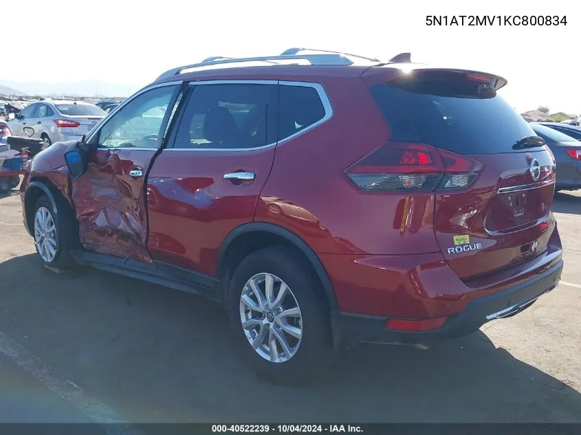 2019 Nissan Rogue Sv VIN: 5N1AT2MV1KC800834 Lot: 40522239