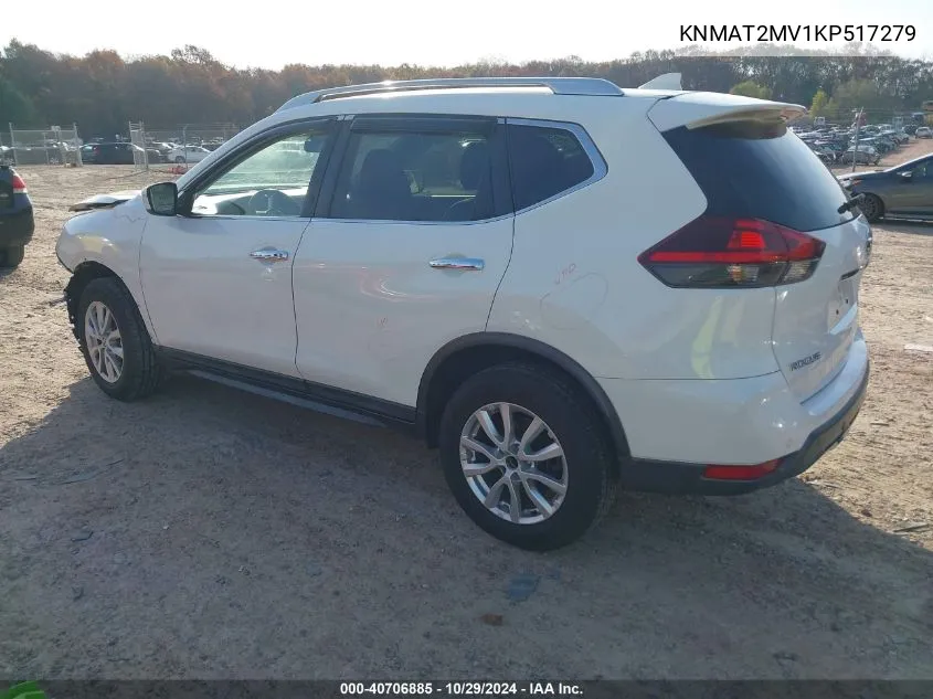 2019 Nissan Rogue Sv VIN: KNMAT2MV1KP517279 Lot: 40706885