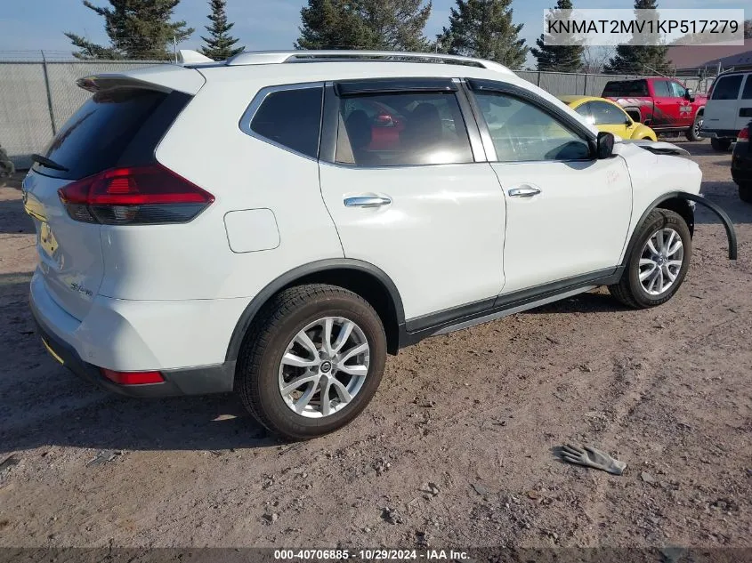 2019 Nissan Rogue Sv VIN: KNMAT2MV1KP517279 Lot: 40706885