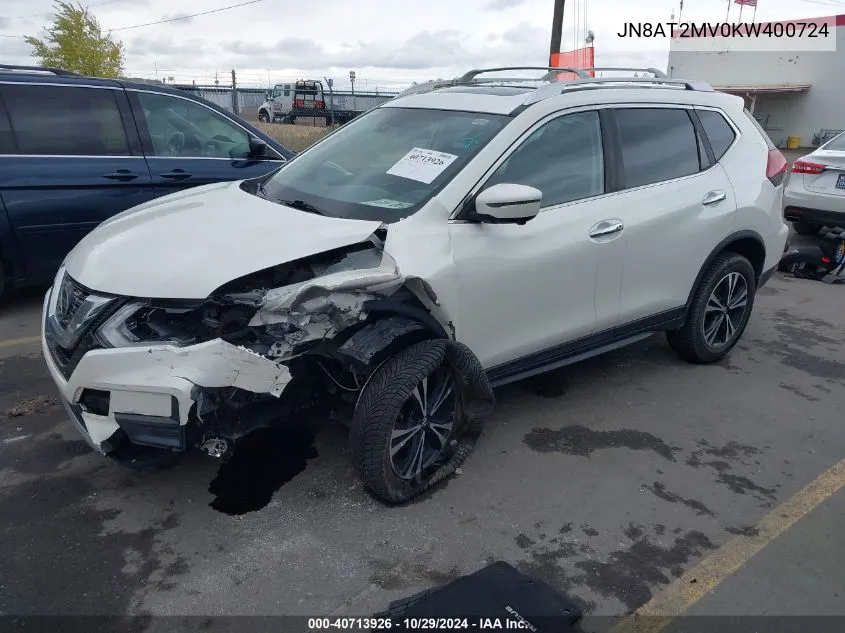 2019 Nissan Rogue Sv VIN: JN8AT2MV0KW400724 Lot: 40713926