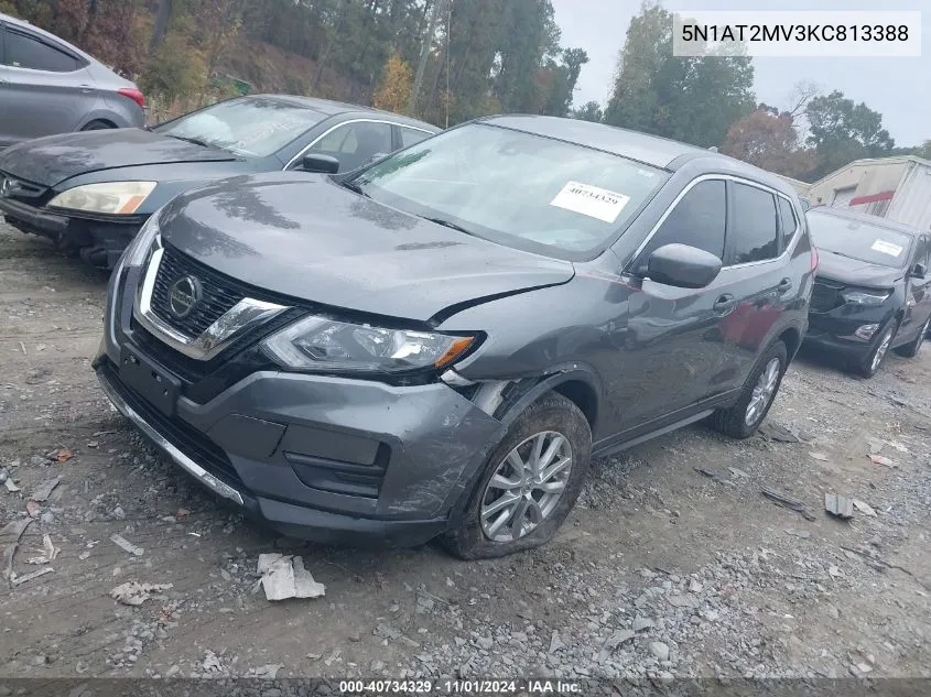 2019 Nissan Rogue S VIN: 5N1AT2MV3KC813388 Lot: 40734329