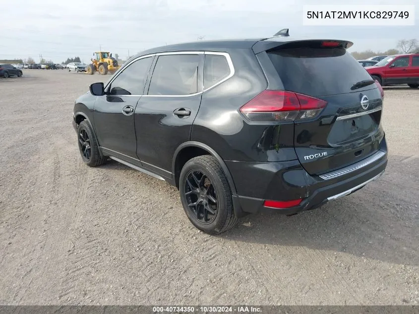 2019 Nissan Rogue S VIN: 5N1AT2MV1KC829749 Lot: 40734350